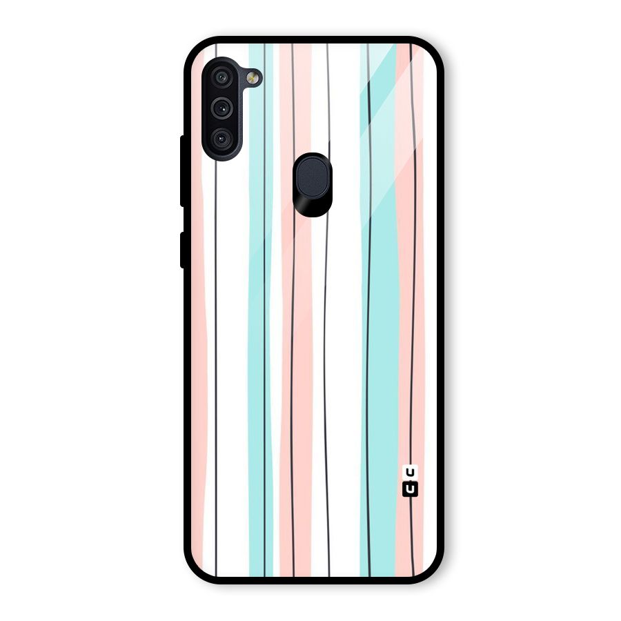 Pastel Tri Stripes Glass Back Case for Galaxy M11