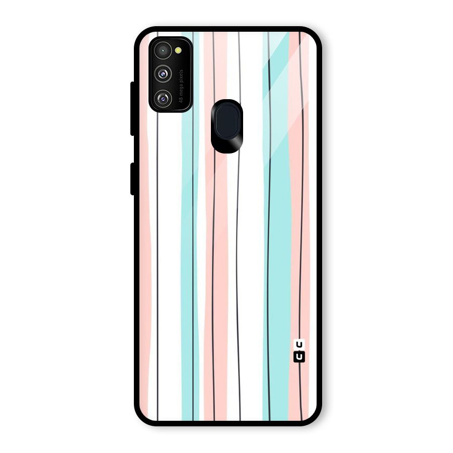 Pastel Tri Stripes Glass Back Case for Galaxy M21