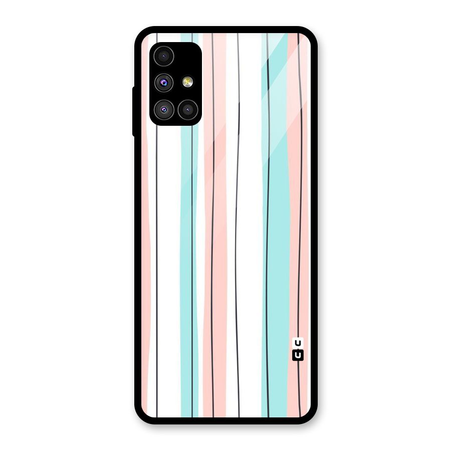 Pastel Tri Stripes Glass Back Case for Galaxy M51