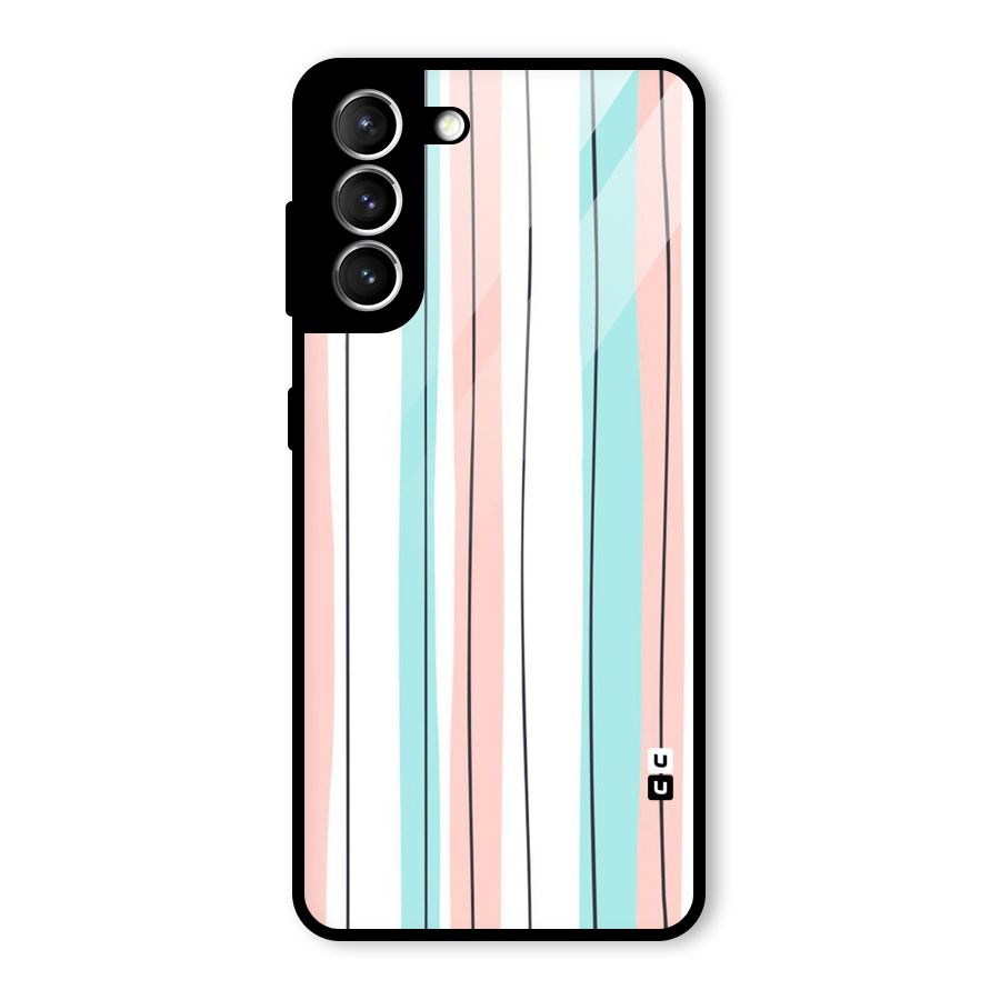Pastel Tri Stripes Glass Back Case for Galaxy S21 5G