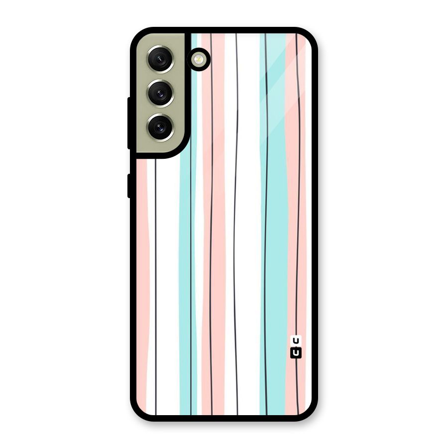 Pastel Tri Stripes Glass Back Case for Galaxy S21 FE 5G