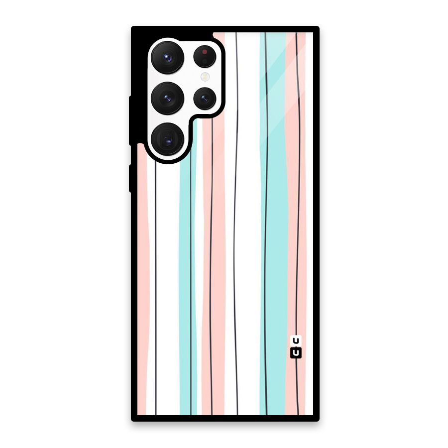 Pastel Tri Stripes Glass Back Case for Galaxy S22 Ultra 5G