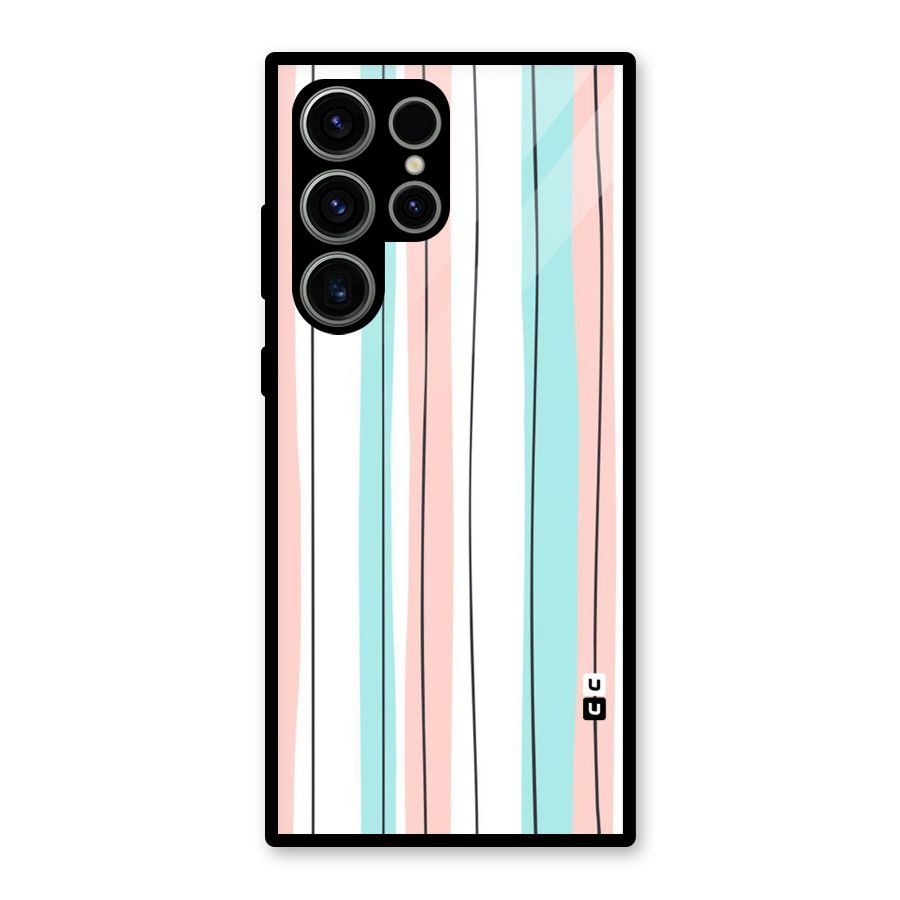 Pastel Tri Stripes Glass Back Case for Galaxy S23 Ultra
