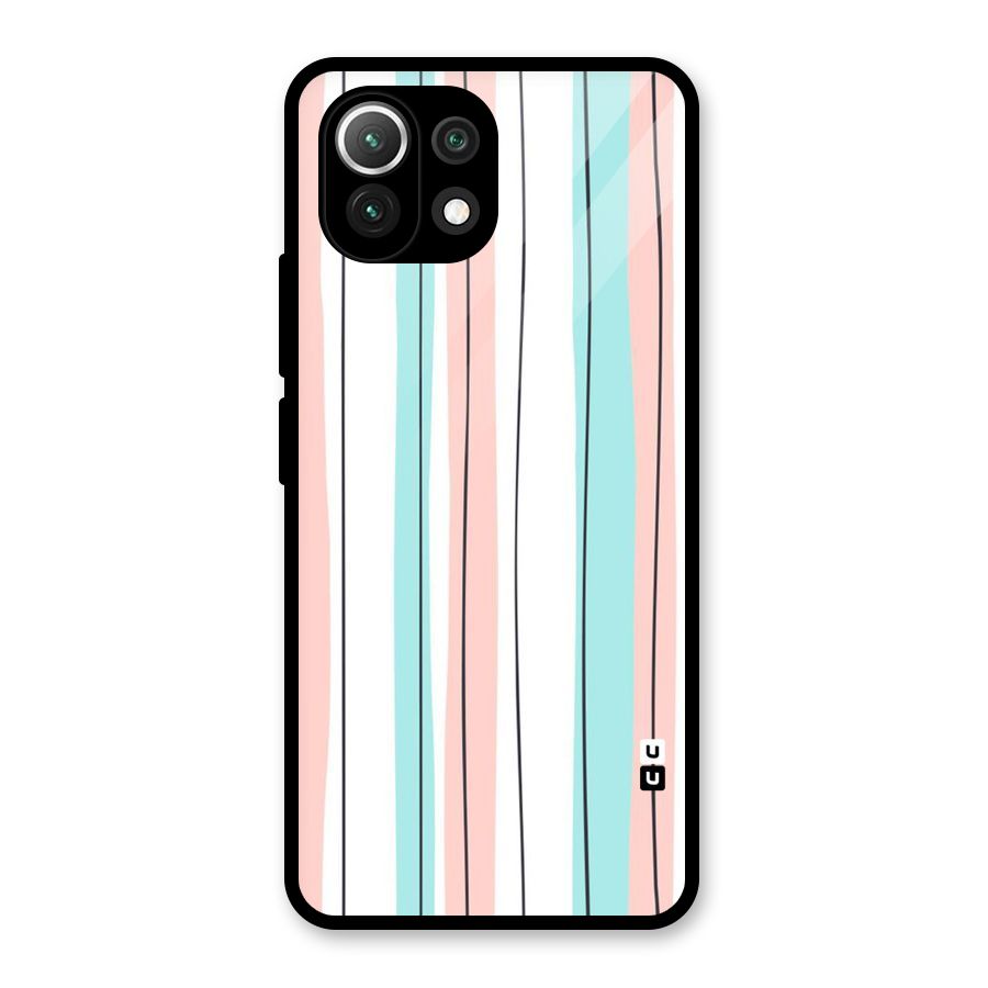 Pastel Tri Stripes Glass Back Case for Mi 11 Lite NE 5G