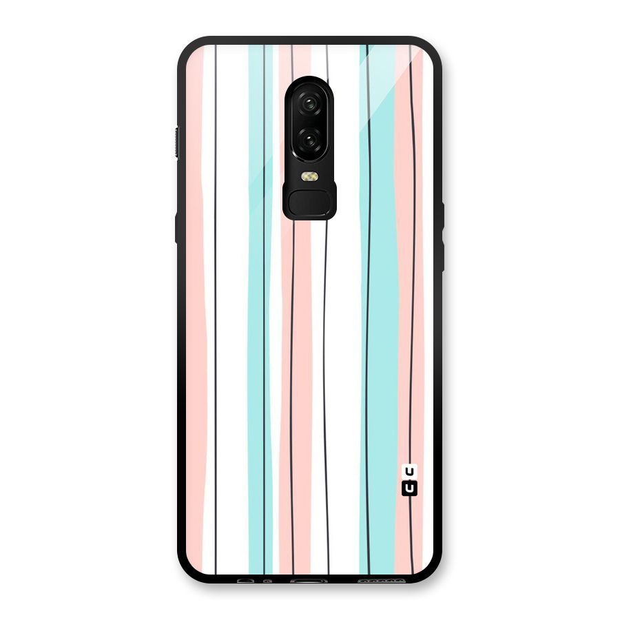 Pastel Tri Stripes Glass Back Case for OnePlus 6