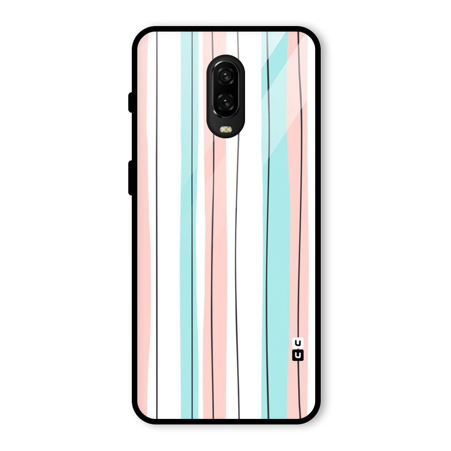 Pastel Tri Stripes Glass Back Case for OnePlus 6T