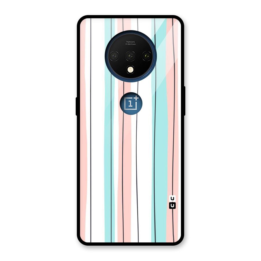 Pastel Tri Stripes Glass Back Case for OnePlus 7T