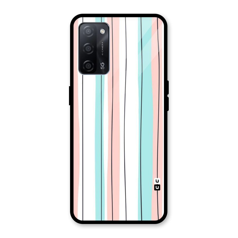 Pastel Tri Stripes Glass Back Case for Oppo A53s 5G