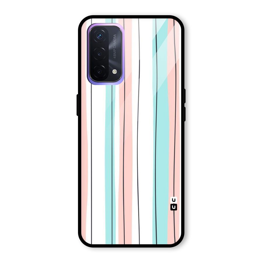 Pastel Tri Stripes Glass Back Case for Oppo A74 5G