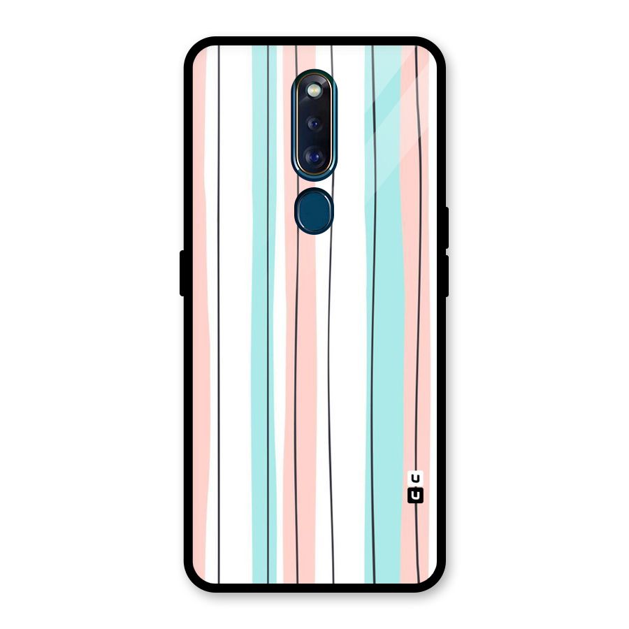 Pastel Tri Stripes Glass Back Case for Oppo F11 Pro