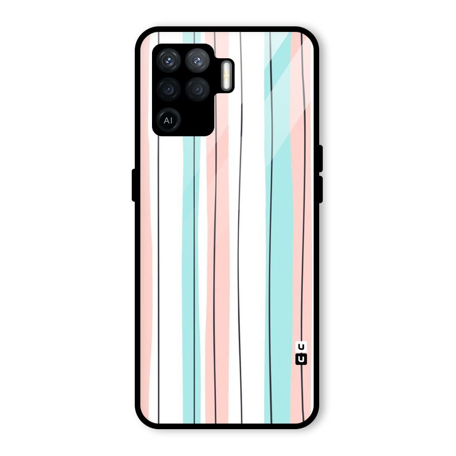 Pastel Tri Stripes Glass Back Case for Oppo F19 Pro