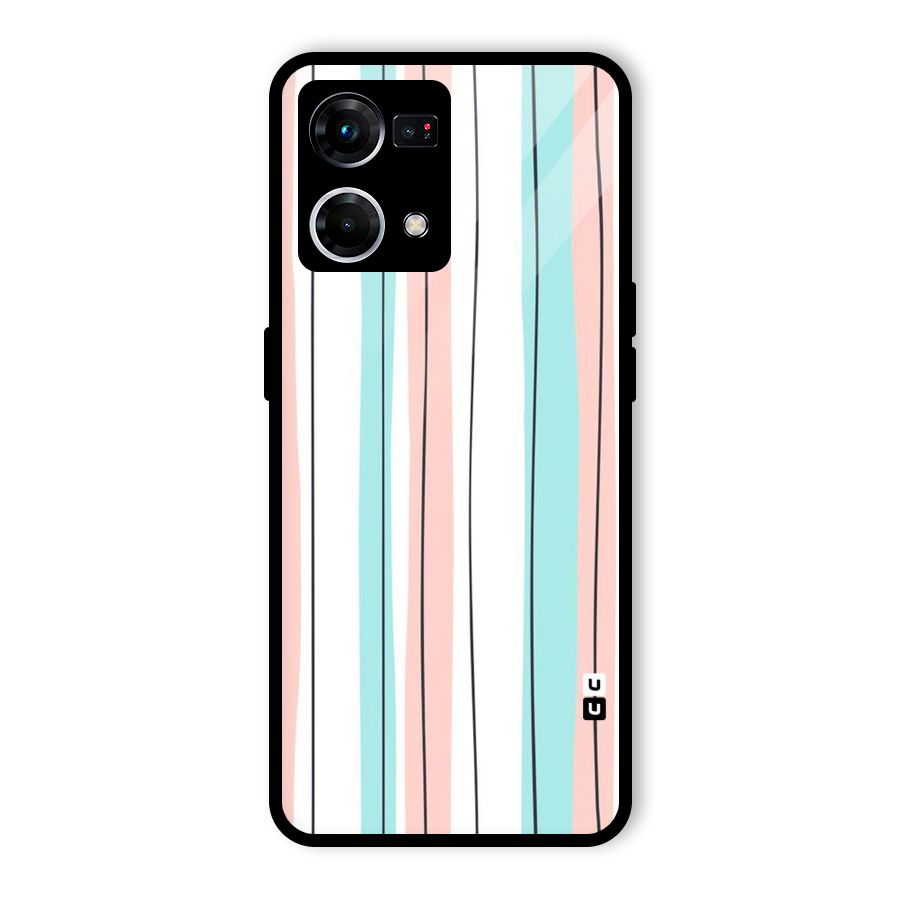 Pastel Tri Stripes Glass Back Case for Oppo F21 Pro 4G
