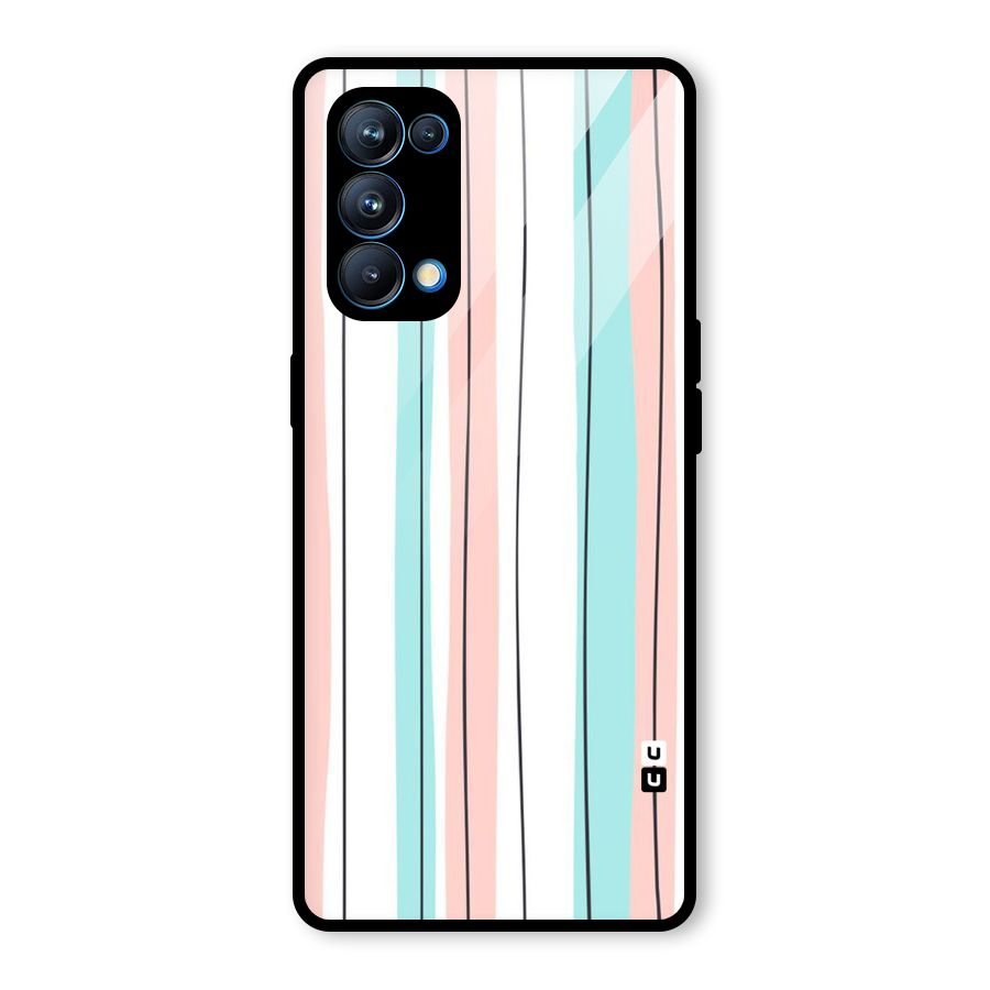 Pastel Tri Stripes Glass Back Case for Oppo Reno5 Pro 5G