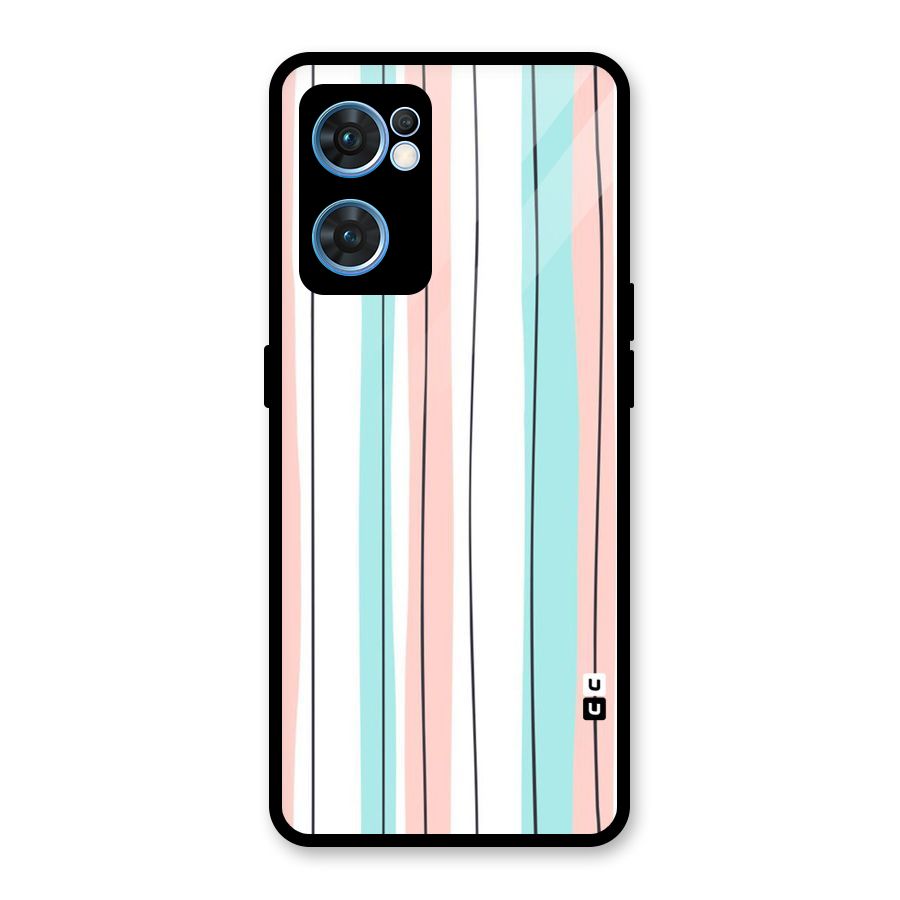 Pastel Tri Stripes Glass Back Case for Oppo Reno7 5G