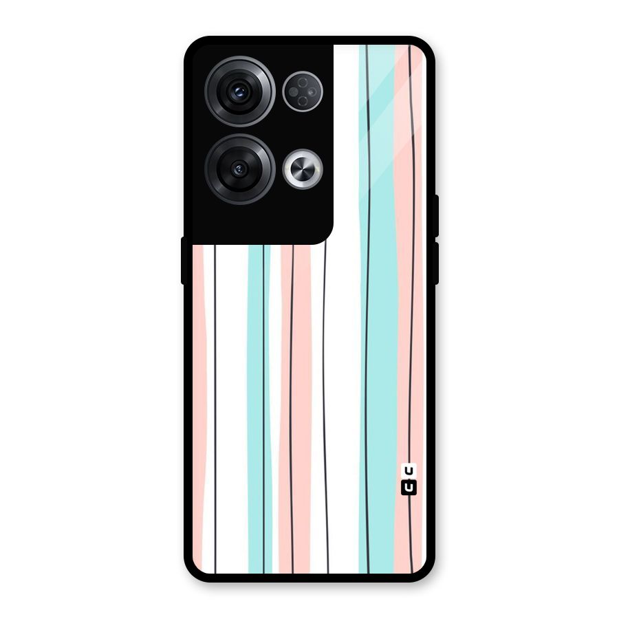Pastel Tri Stripes Glass Back Case for Oppo Reno8 Pro 5G