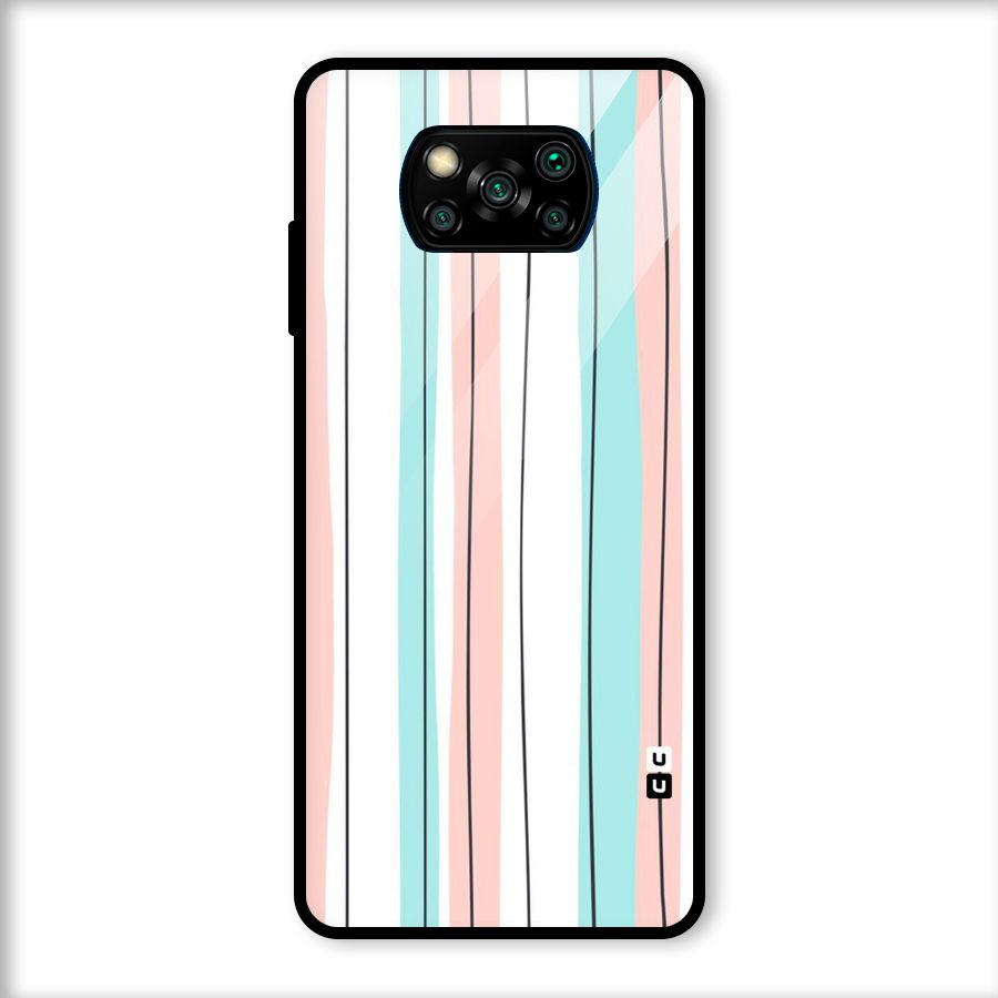 Pastel Tri Stripes Glass Back Case for Poco X3