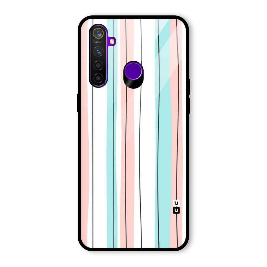 Pastel Tri Stripes Glass Back Case for Realme 5 Pro