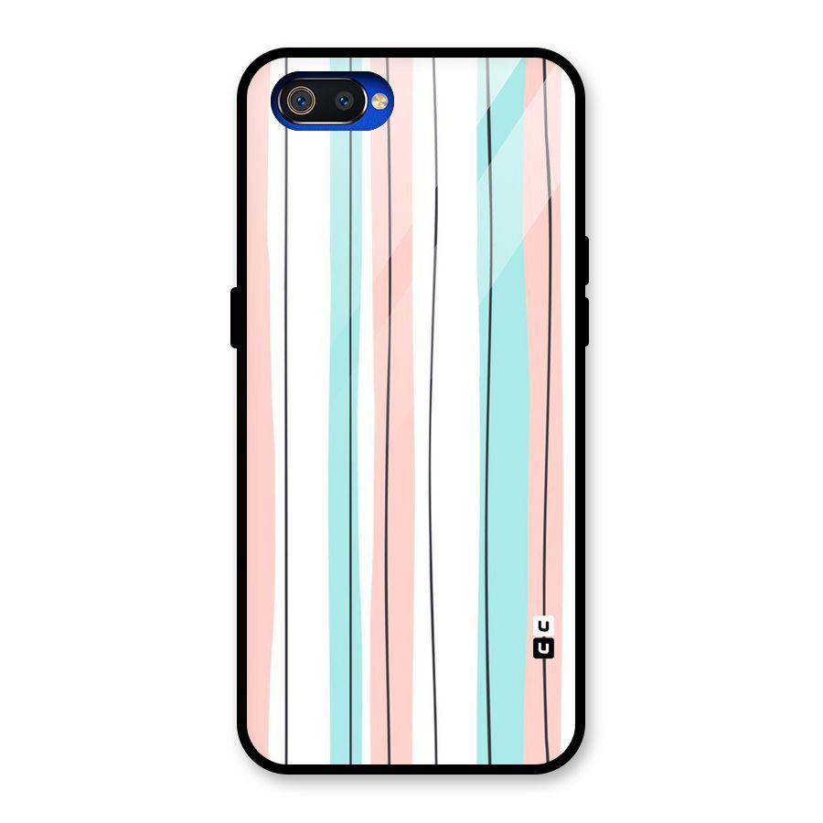 Pastel Tri Stripes Glass Back Case for Realme C2