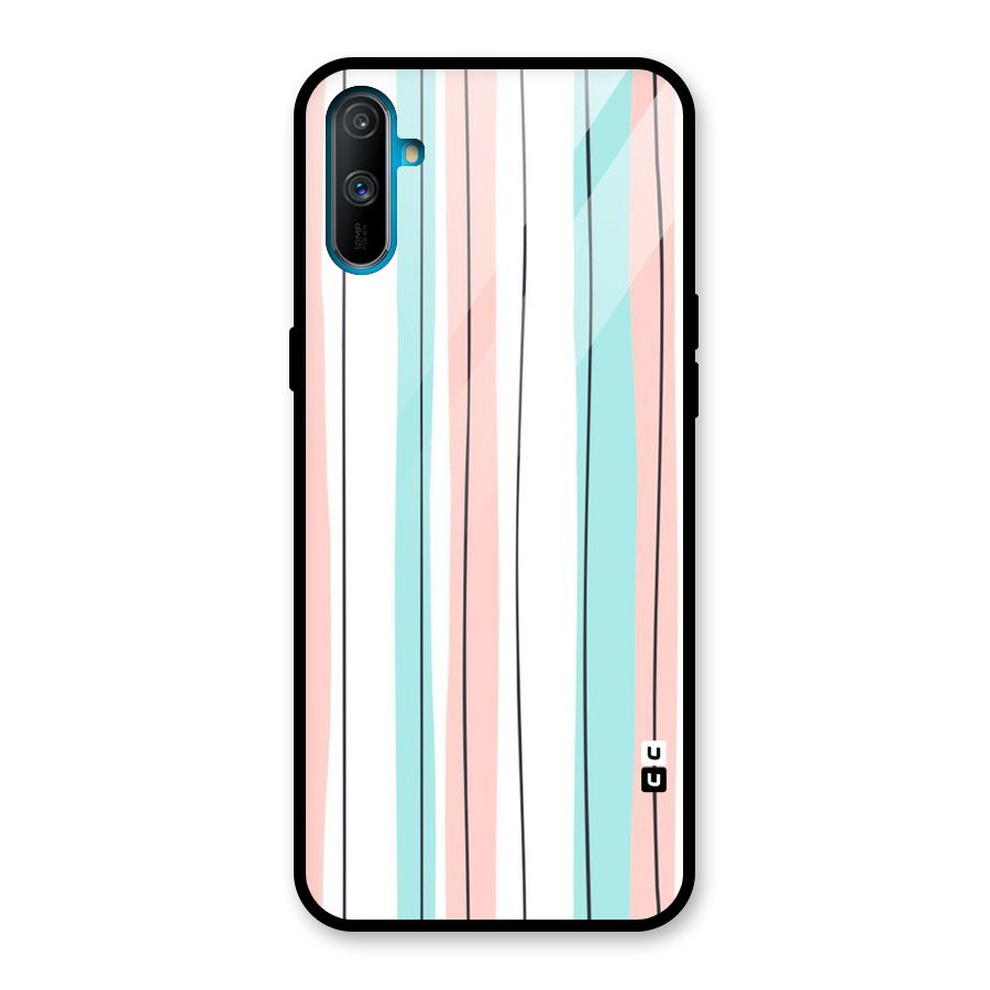 Pastel Tri Stripes Glass Back Case for Realme C3