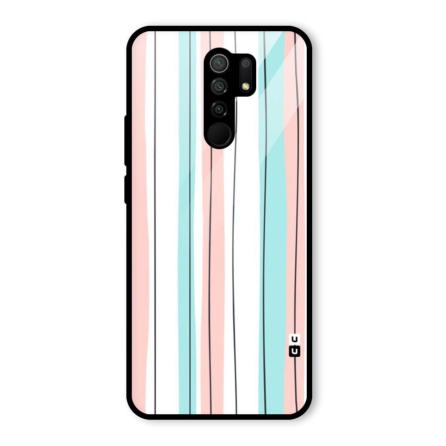 Pastel Tri Stripes Glass Back Case for Redmi 9 Prime