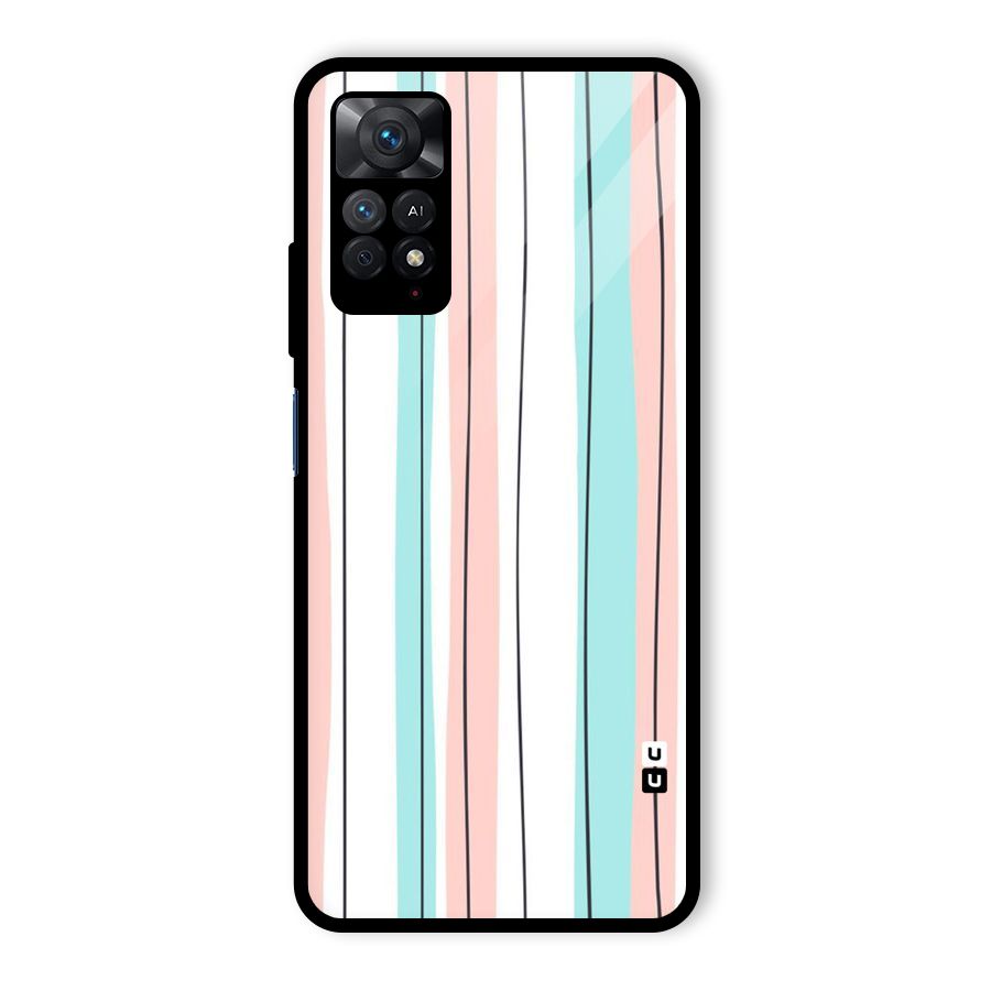 Pastel Tri Stripes Glass Back Case for Redmi Note 11 Pro