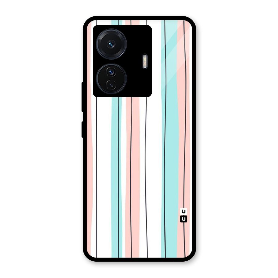 Pastel Tri Stripes Glass Back Case for Vivo T1 Pro