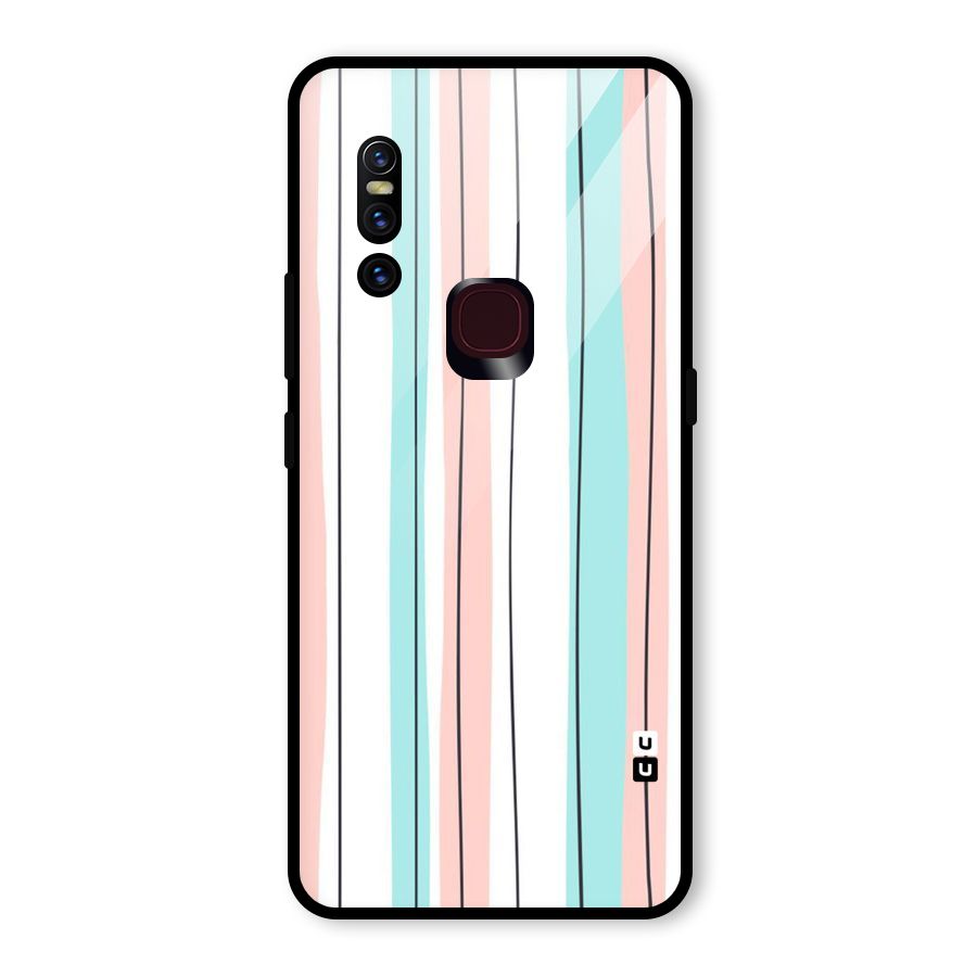 Pastel Tri Stripes Glass Back Case for Vivo V15
