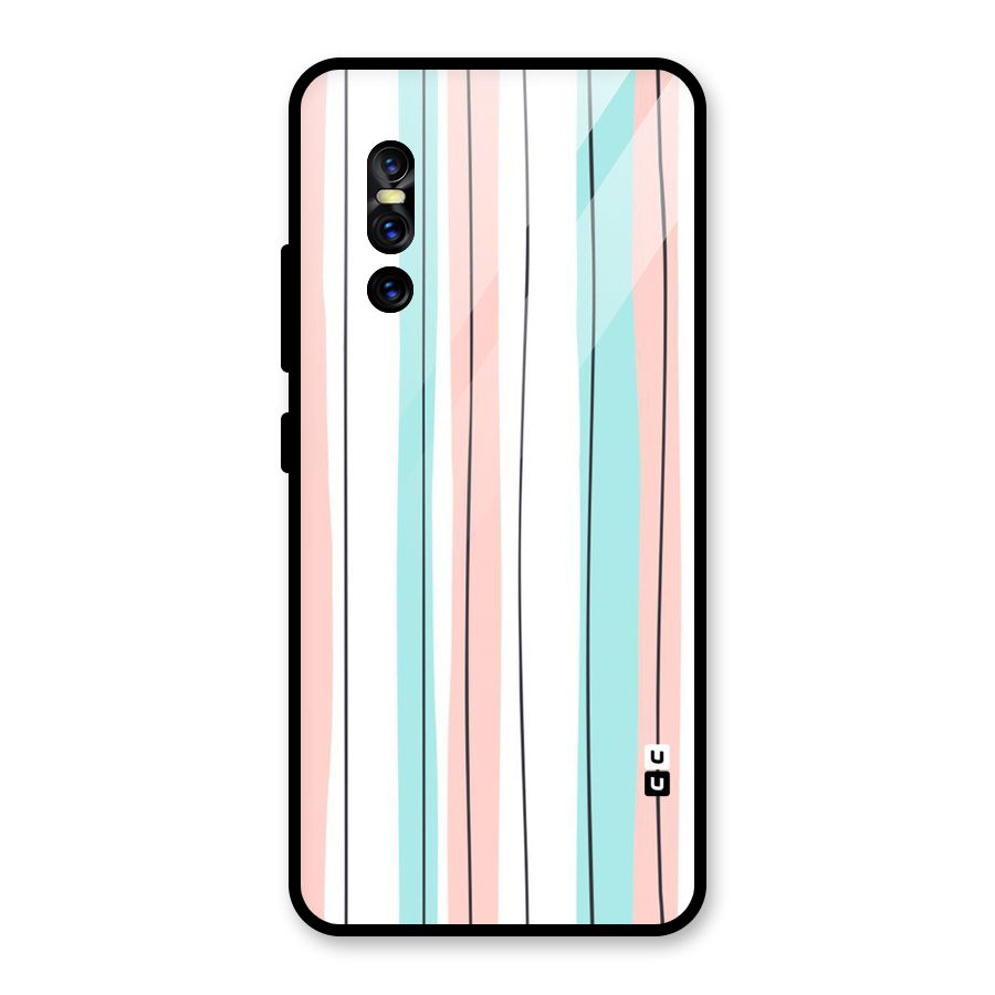 Pastel Tri Stripes Glass Back Case for Vivo V15 Pro