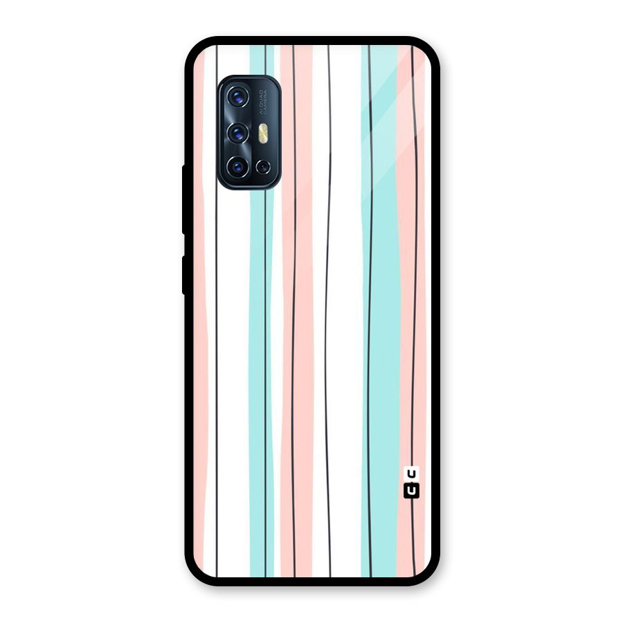 Pastel Tri Stripes Glass Back Case for Vivo V17