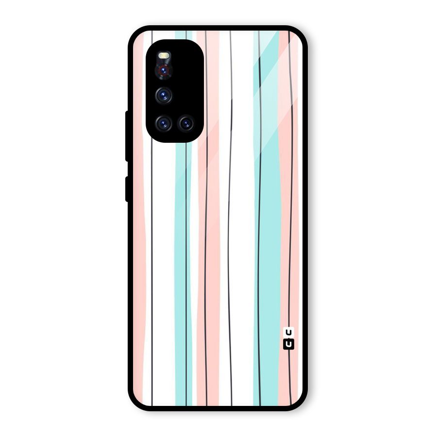 Pastel Tri Stripes Glass Back Case for Vivo V19