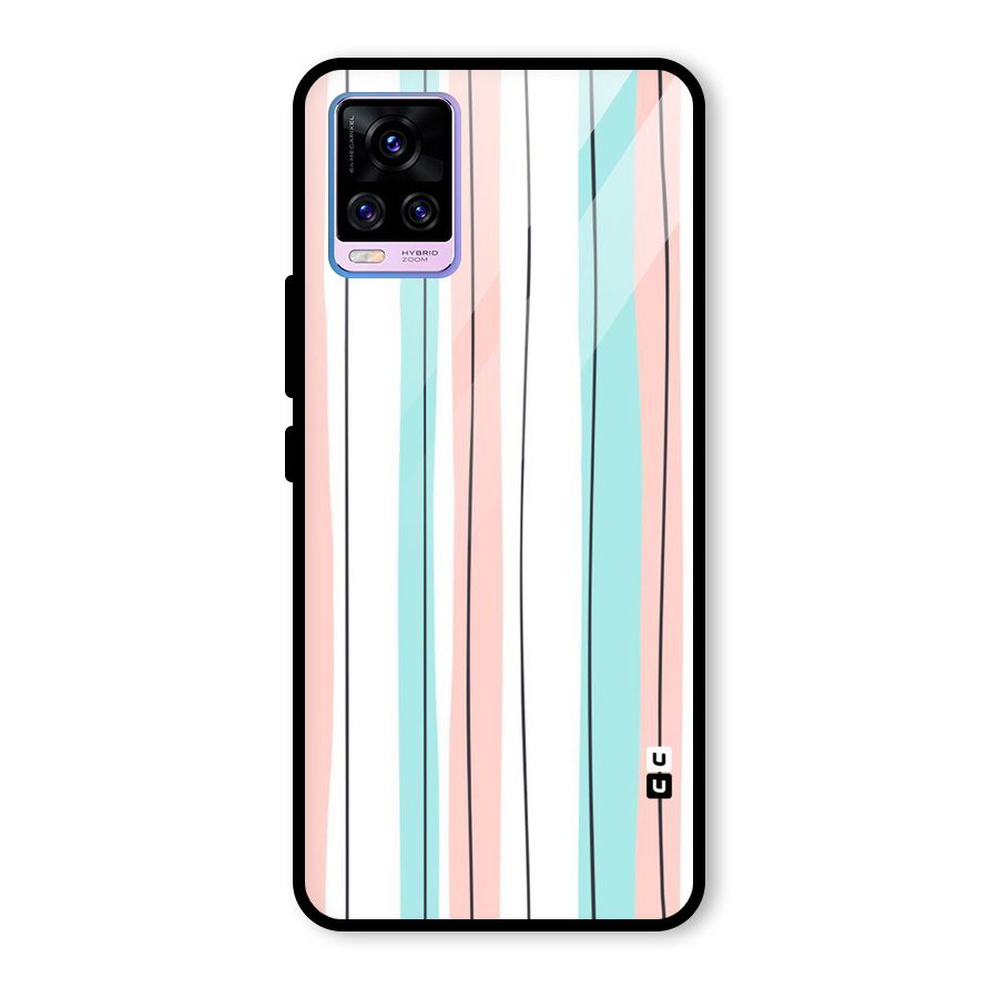 Pastel Tri Stripes Glass Back Case for Vivo V20 Pro