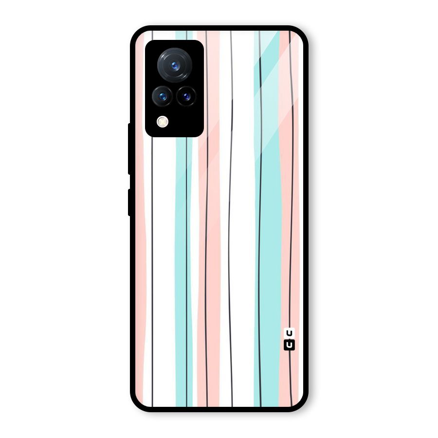 Pastel Tri Stripes Glass Back Case for Vivo V21 5G