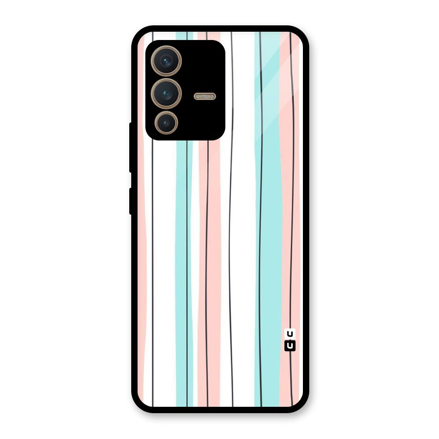 Pastel Tri Stripes Glass Back Case for Vivo V23 5G