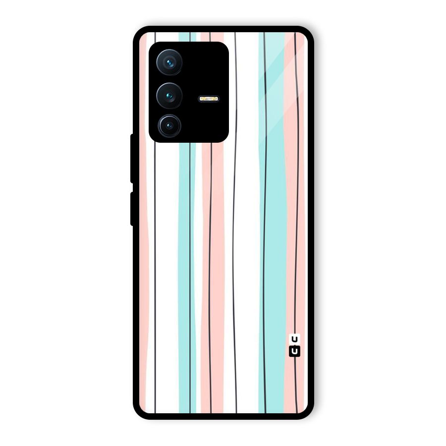 Pastel Tri Stripes Glass Back Case for Vivo V23 Pro