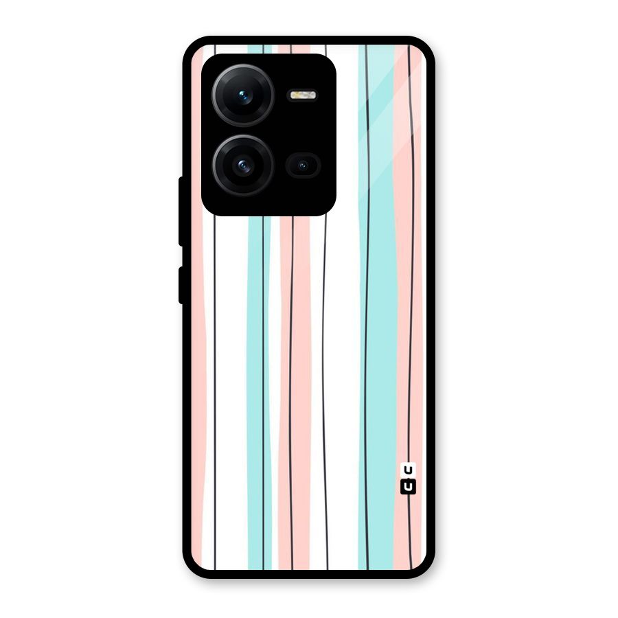 Pastel Tri Stripes Glass Back Case for Vivo V25
