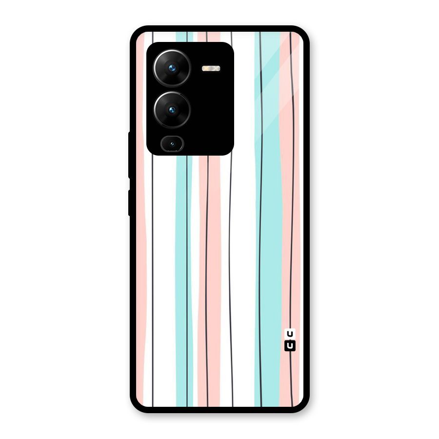 Pastel Tri Stripes Glass Back Case for Vivo V25 Pro