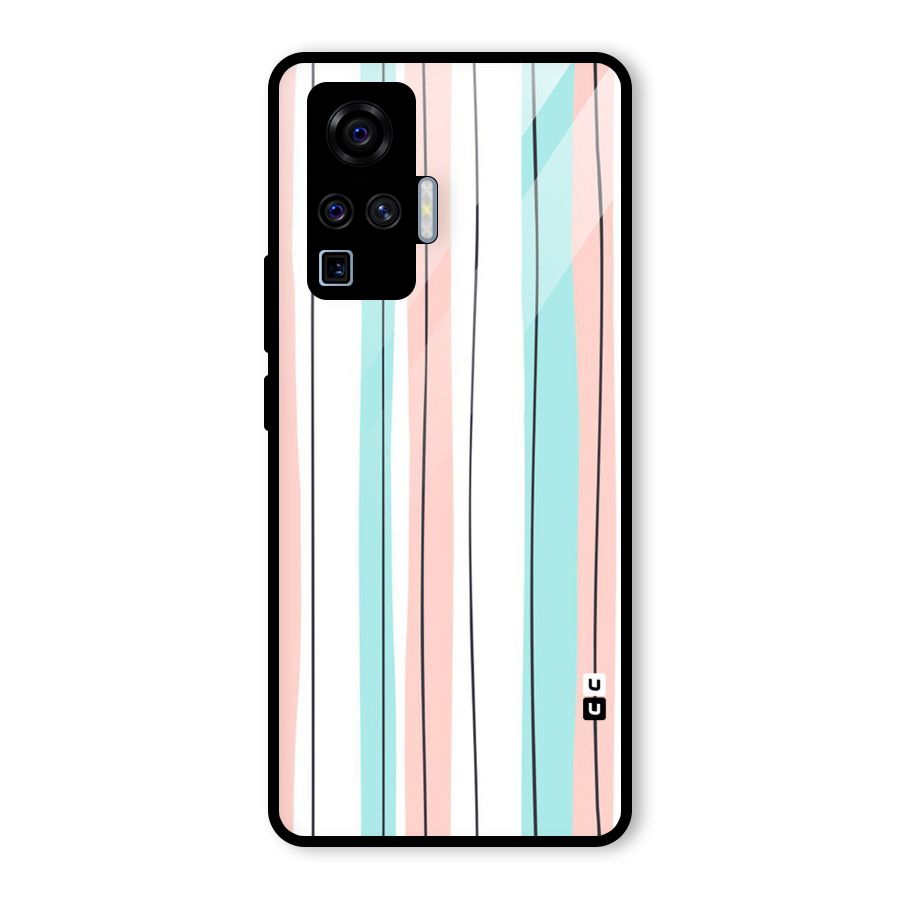 Pastel Tri Stripes Glass Back Case for Vivo X50 Pro