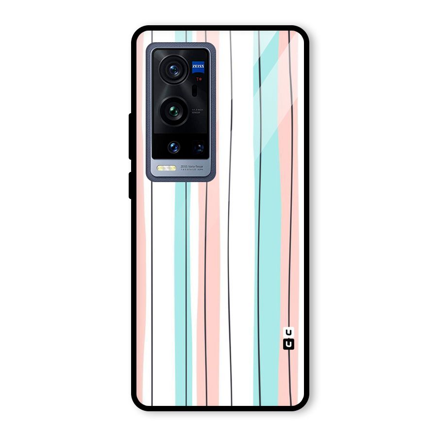 Pastel Tri Stripes Glass Back Case for Vivo X60 Pro Plus