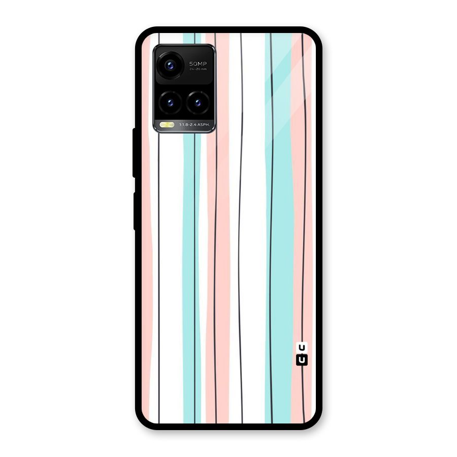 Pastel Tri Stripes Glass Back Case for Vivo Y21T