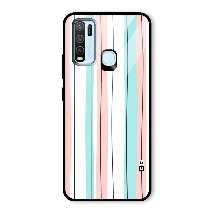 Pastel Tri Stripes Glass Back Case for Vivo Y50
