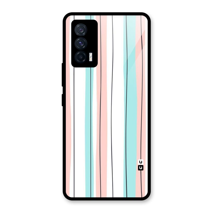 Pastel Tri Stripes Glass Back Case for Vivo iQOO 7 5G