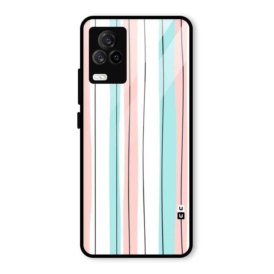 Pastel Tri Stripes Glass Back Case for Vivo iQOO 7 Legend 5G