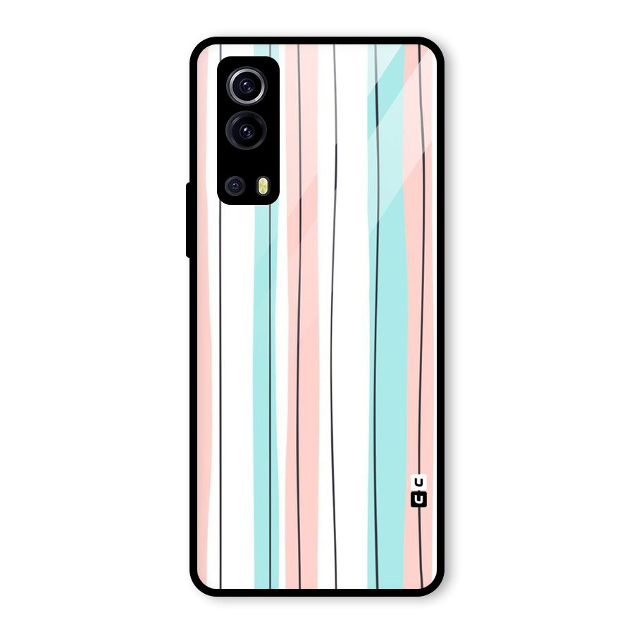 Pastel Tri Stripes Glass Back Case for Vivo iQOO Z3