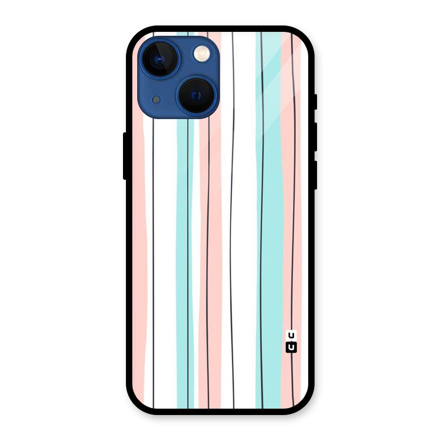 Pastel Tri Stripes Glass Back Case for iPhone 13 Mini