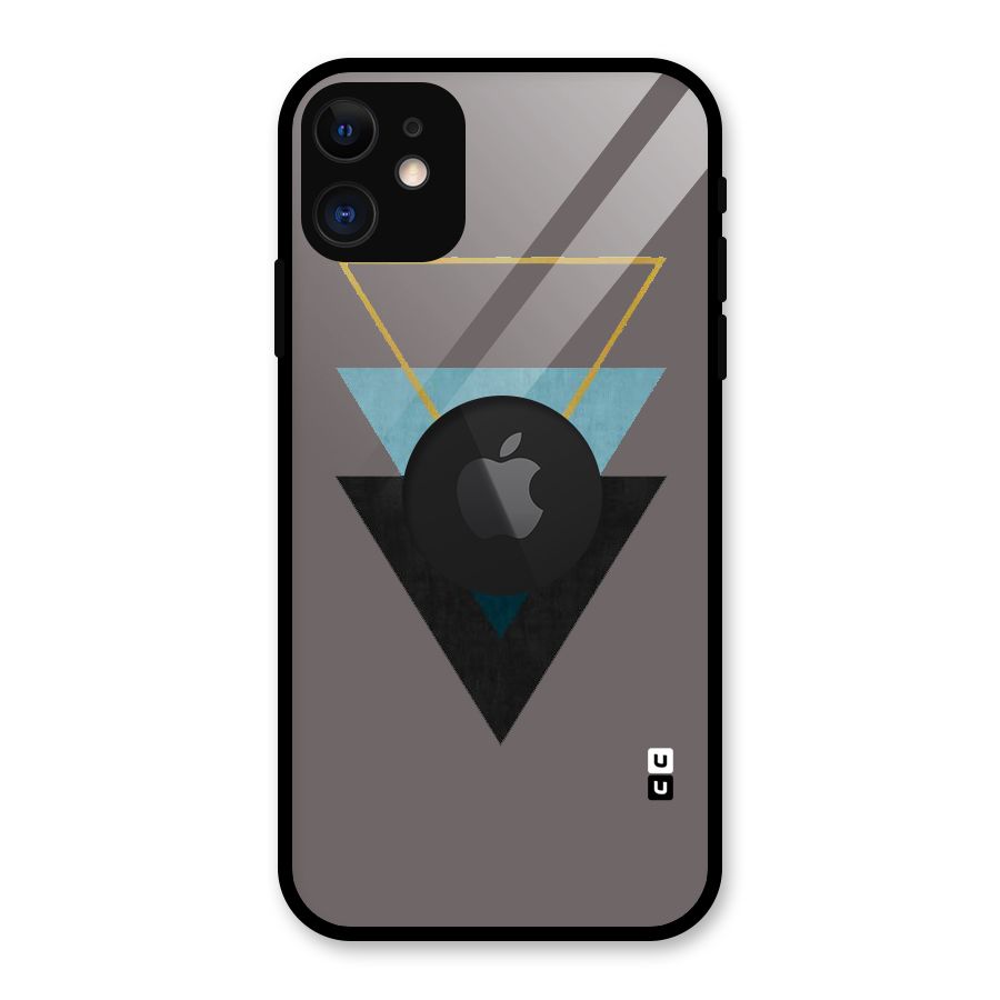 Pastel Triangle Glass Back Case for iPhone 11 Logo Cut