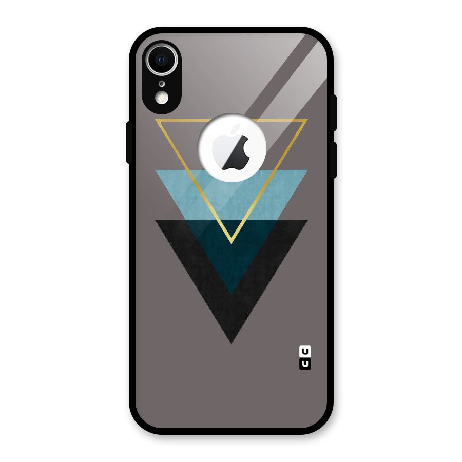 Pastel Triangle Glass Back Case for iPhone XR Logo Cut