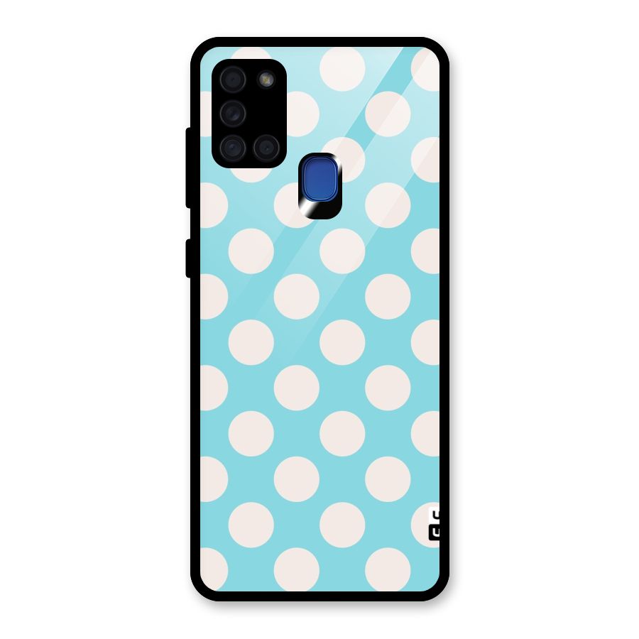Pastel White Polka Dots Glass Back Case for Galaxy A21s