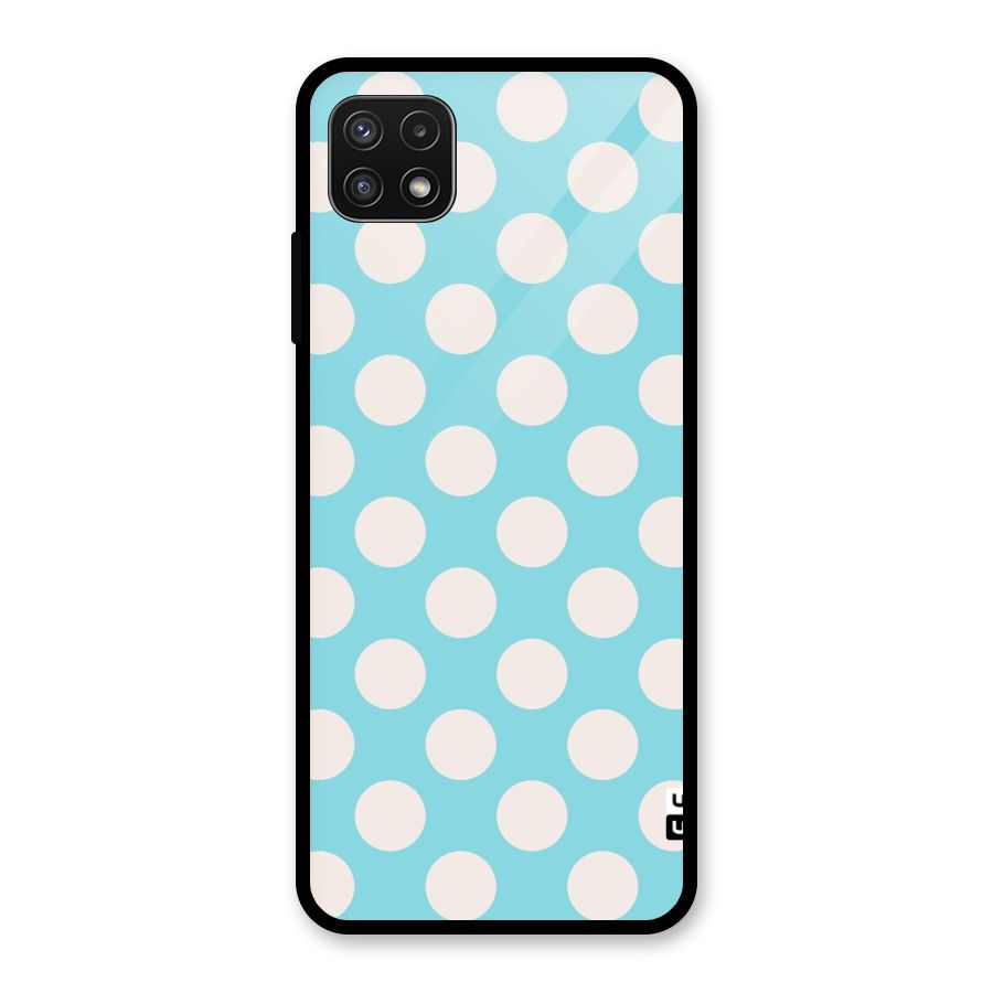 Pastel White Polka Dots Glass Back Case for Galaxy A22 5G