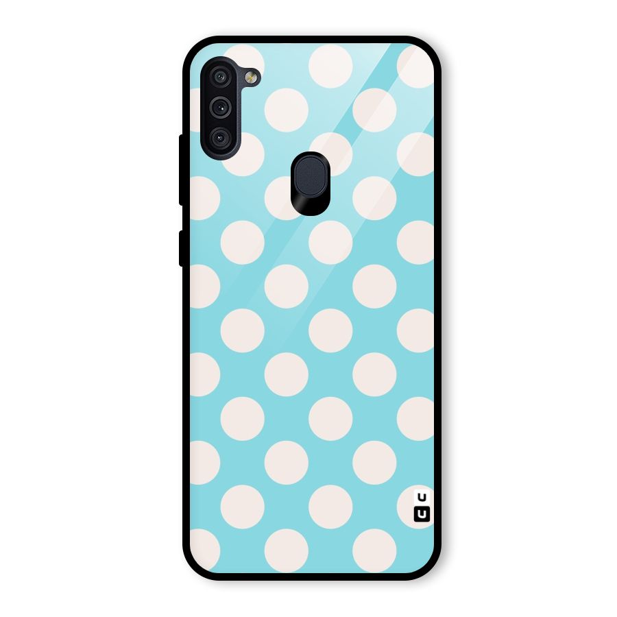 Pastel White Polka Dots Glass Back Case for Galaxy M11