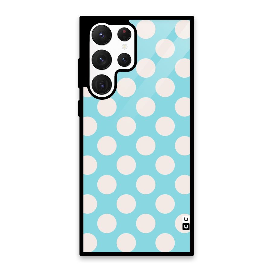 Pastel White Polka Dots Glass Back Case for Galaxy S22 Ultra 5G